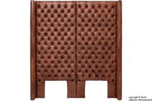 Beauchamp Buttoned Courtyard Leather Headboard Dark Tan