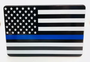 Blue Line With American Flag Hitch Cover