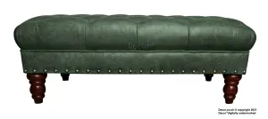 Carrington Buttoned Leather Footstool - Absinthe Green