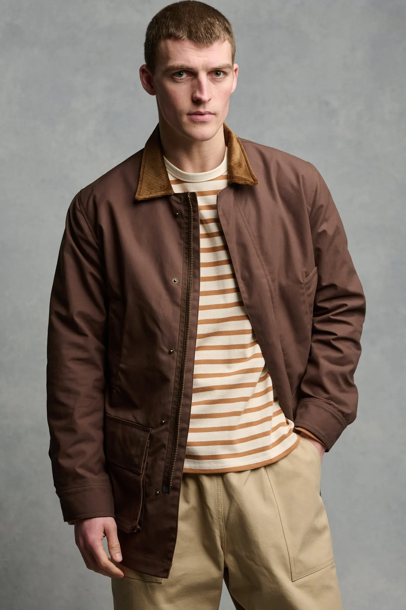 Men's Waxed Car Coat - Brown