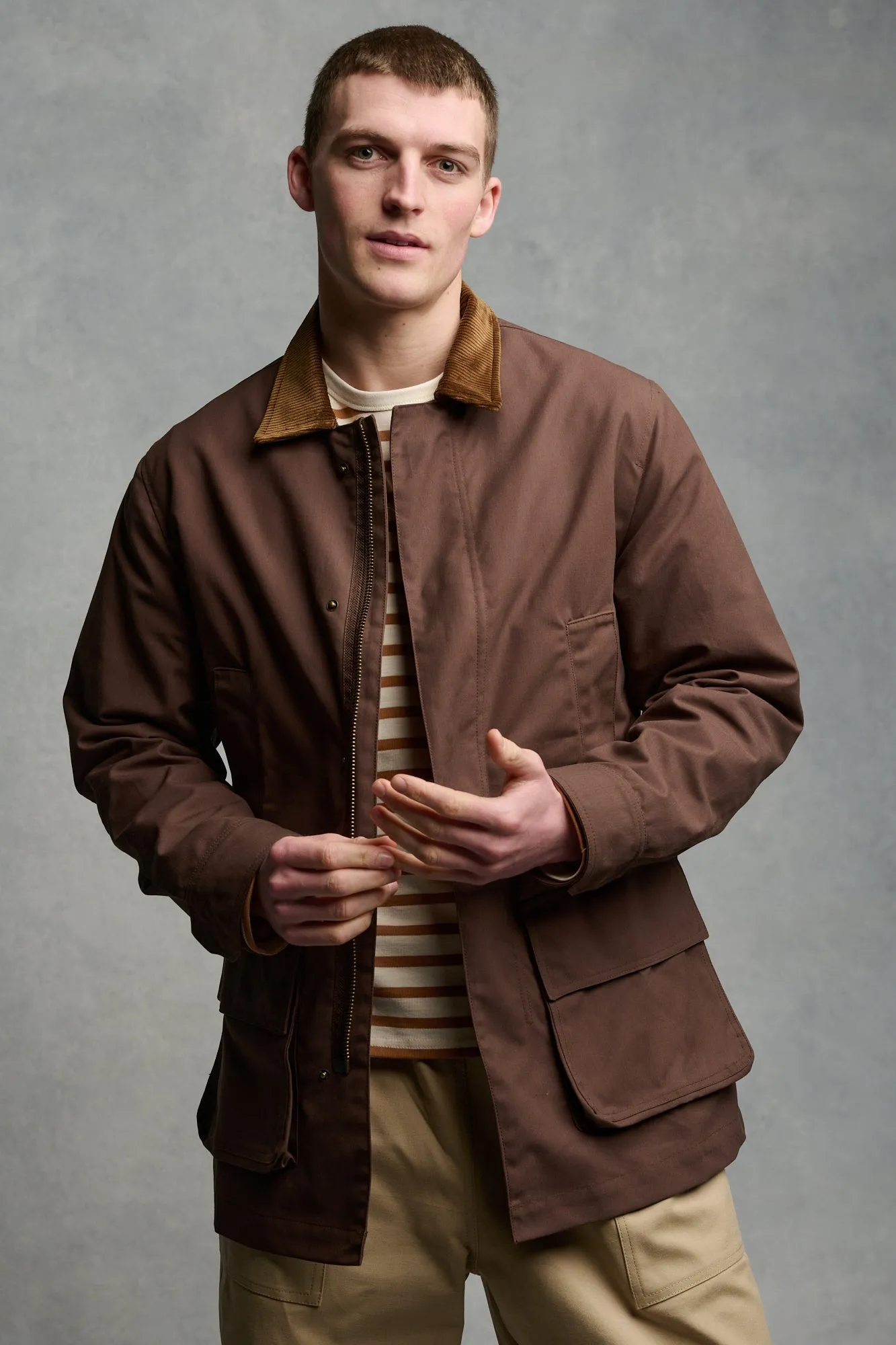 Men's Waxed Car Coat - Brown