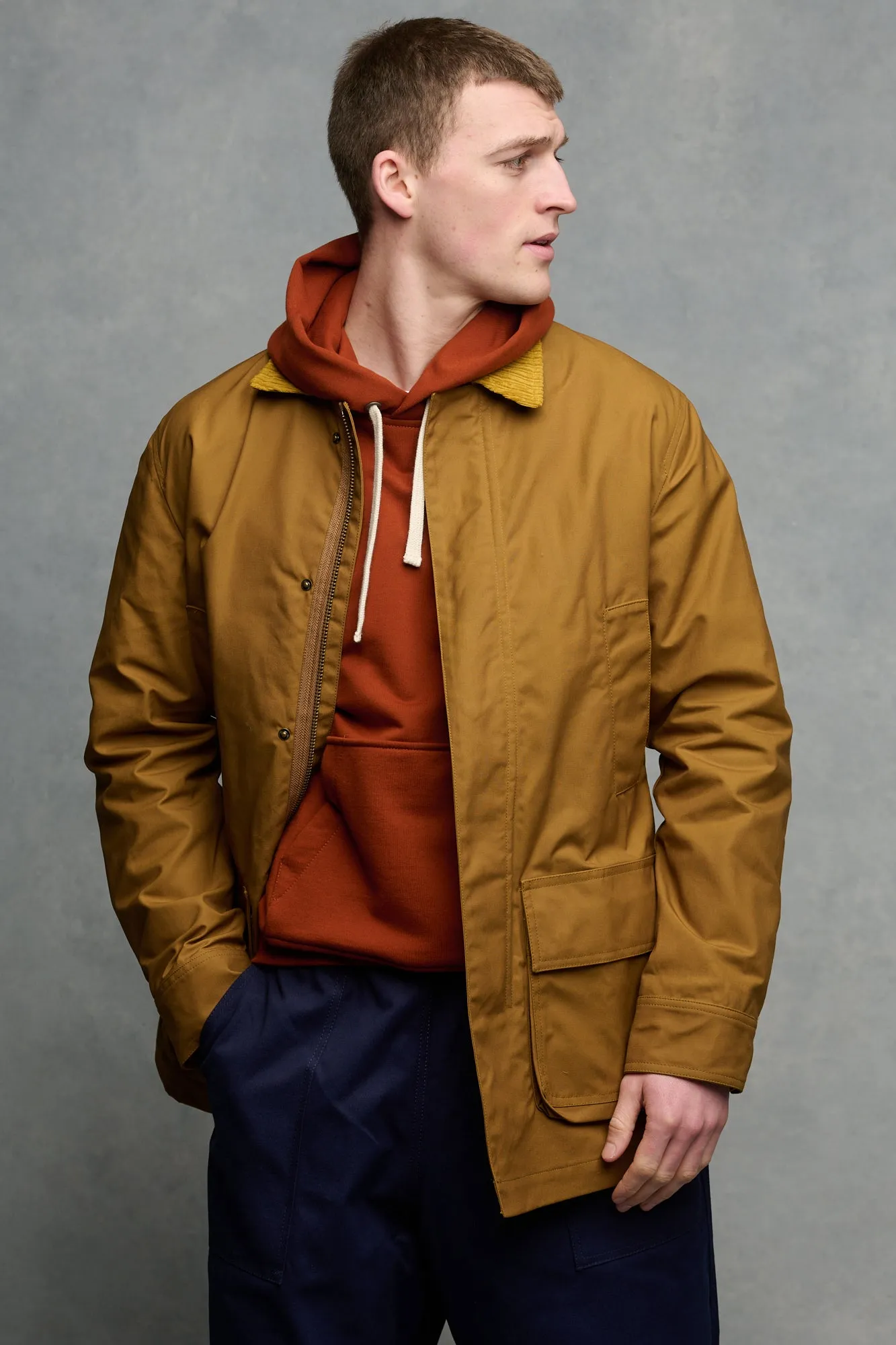 Men's Waxed Car Coat - Dark Tan
