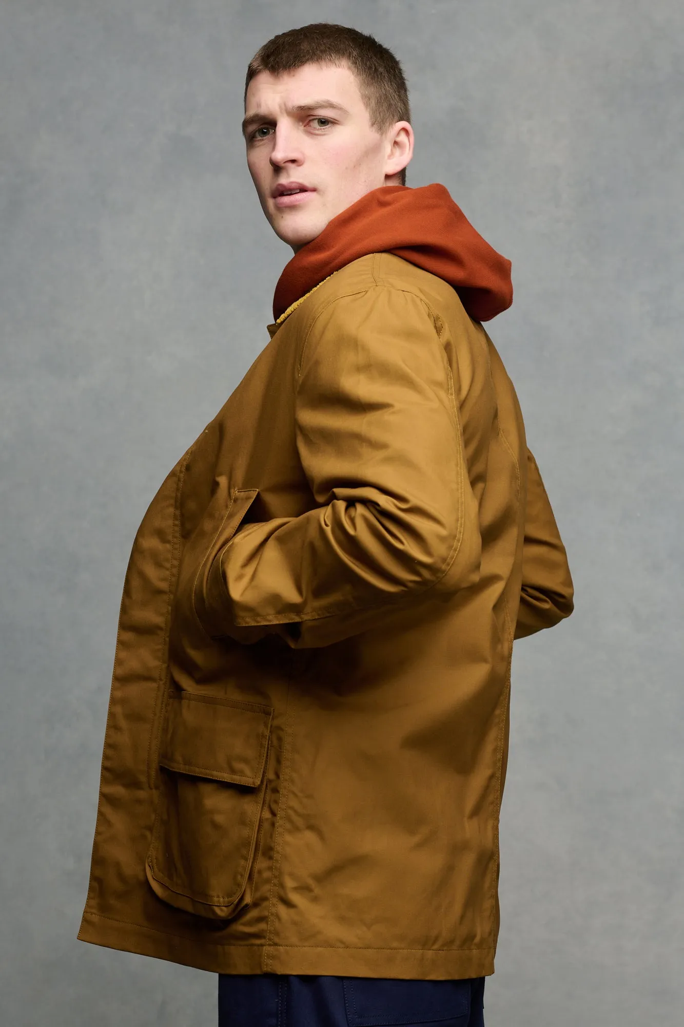 Men's Waxed Car Coat - Dark Tan