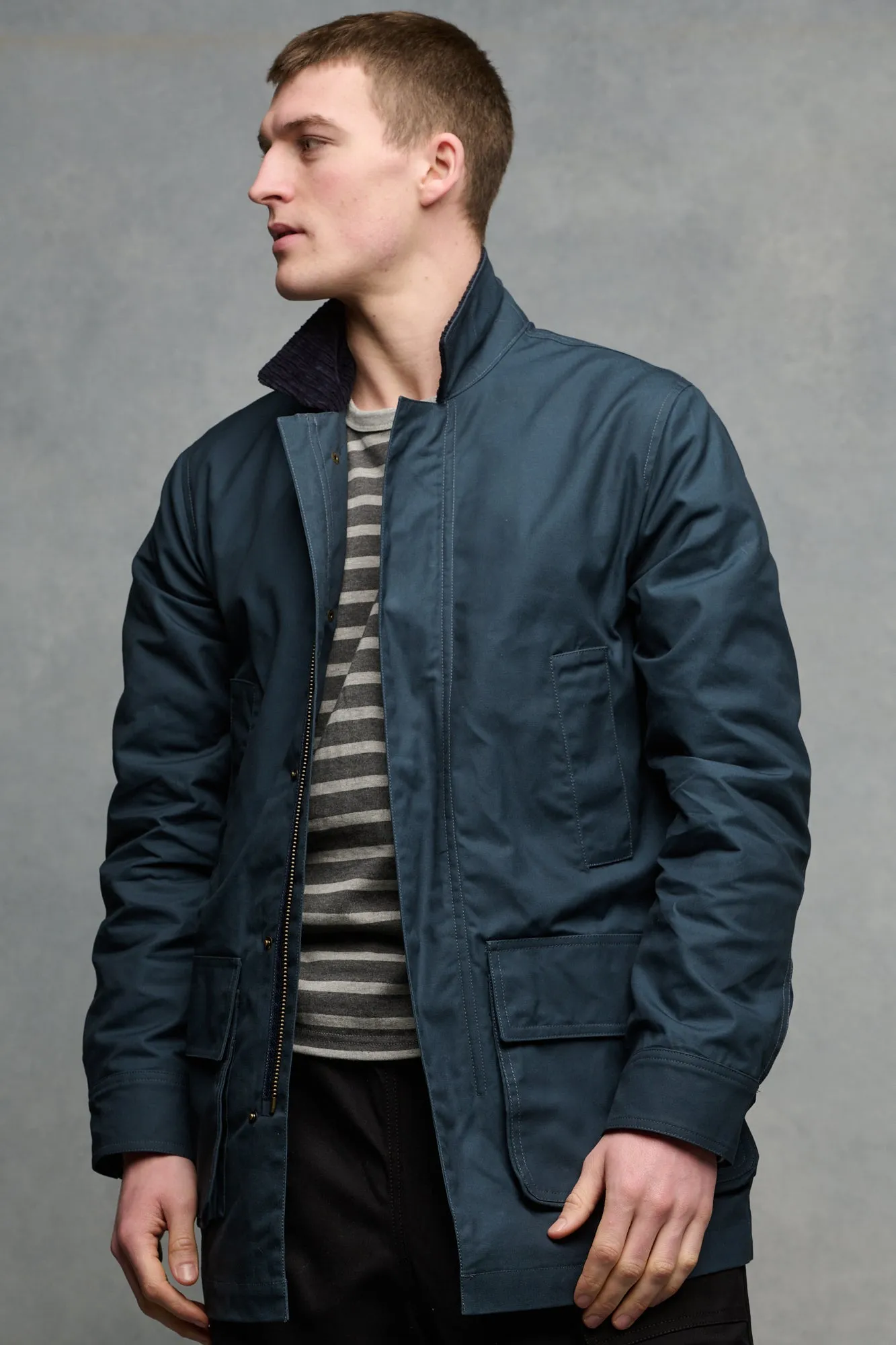 Men's Waxed Car Coat - Navy