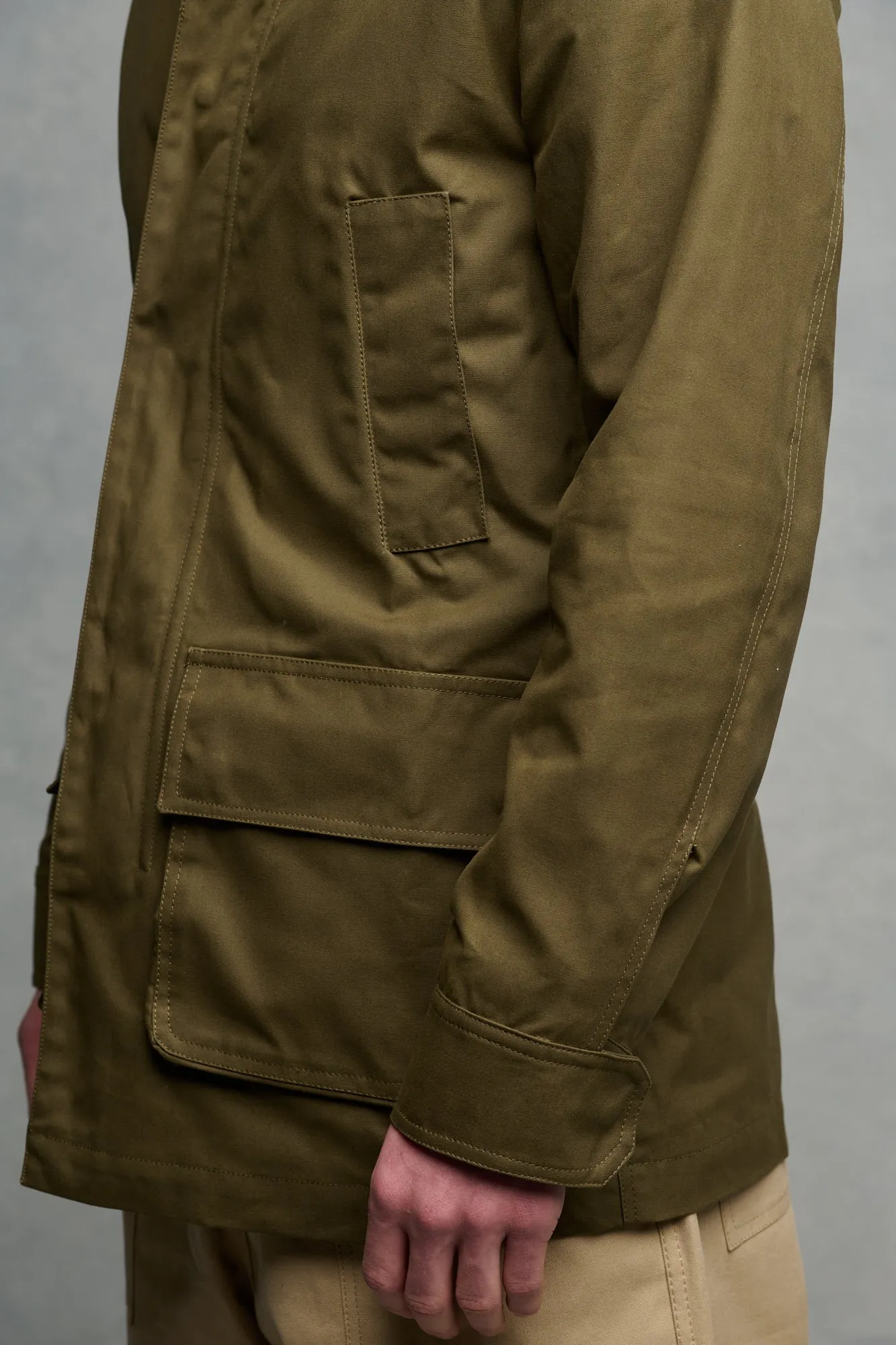 Men's Waxed Car Coat - Olive