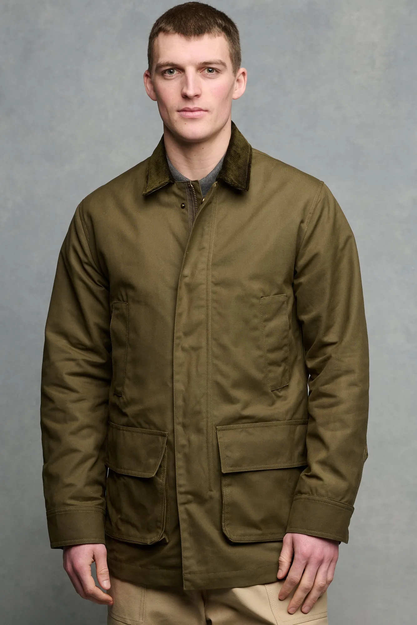 Men's Waxed Car Coat - Olive