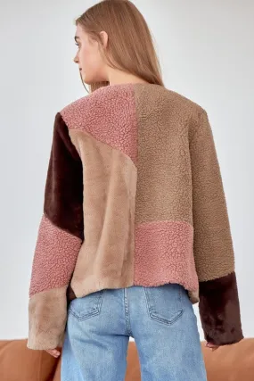 Mocha Multi Color Block Coat