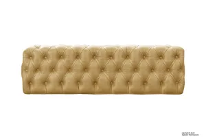 Oliver Buttoned Leather Ottoman - Pale Ale