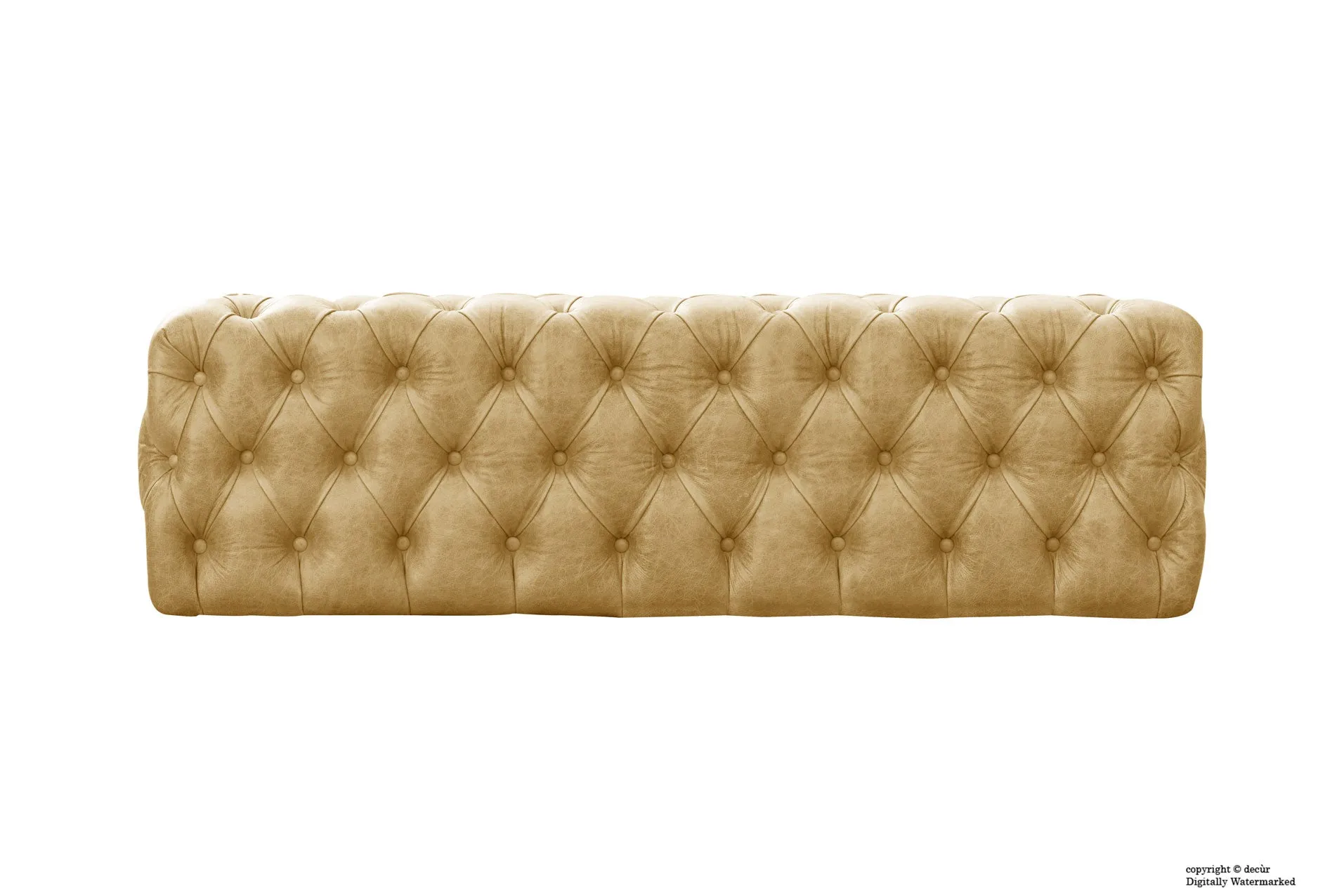Oliver Buttoned Leather Ottoman - Pale Ale