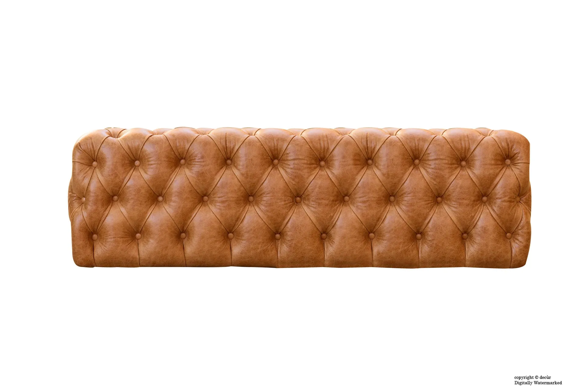 Oliver Buttoned Leather Ottoman - Tan