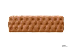Oliver Buttoned Leather Ottoman - Tan