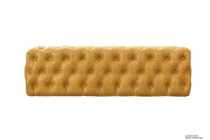 Oliver Buttoned Leather Ottoman - Whiskey Tan