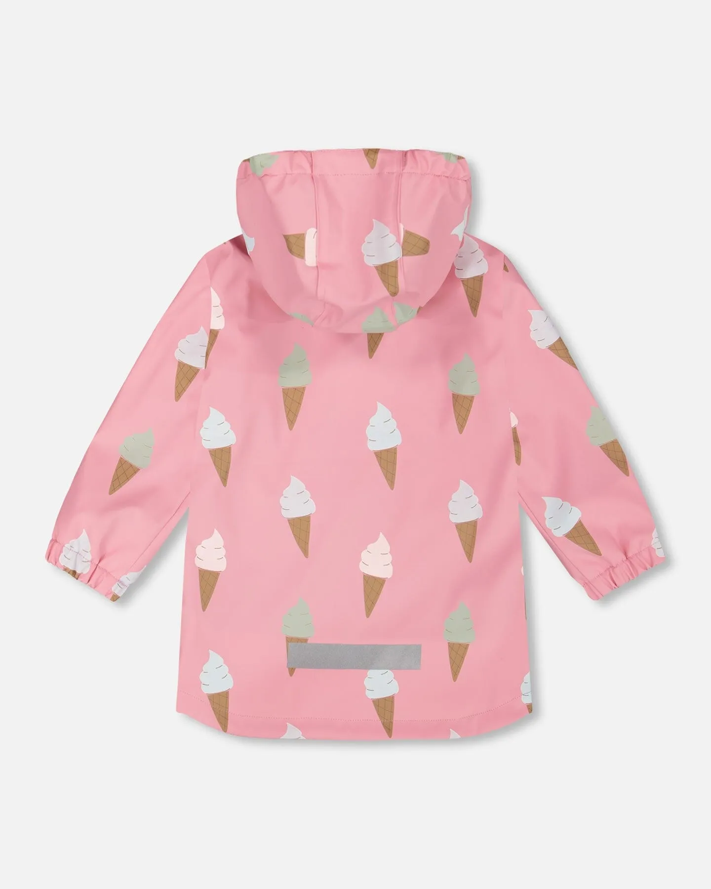 Pink Raincoat With Cones That Change Color Upon Contact With Water