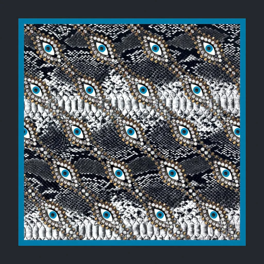 Snakeskin Evil Eye Silk Scarf