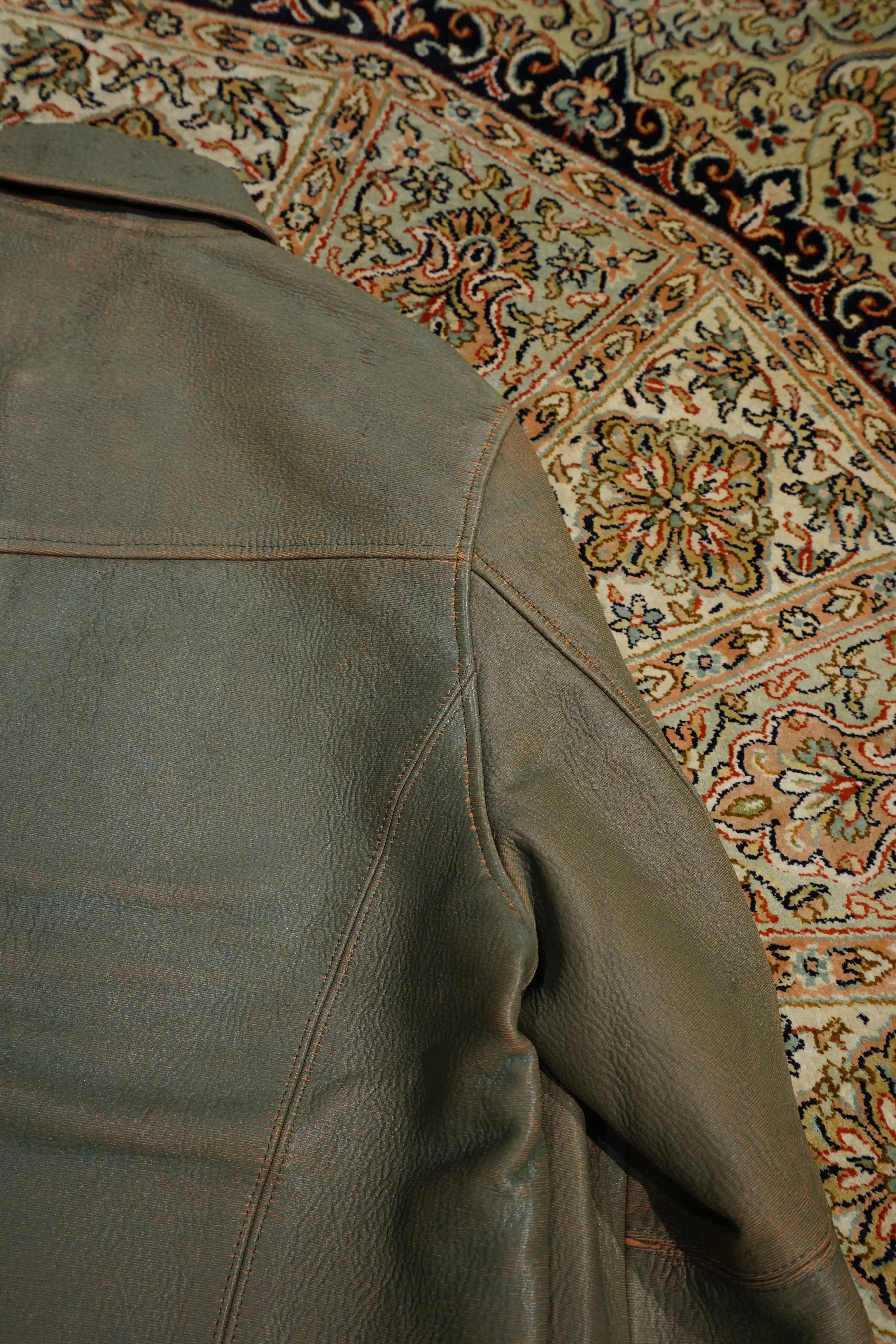 SUGARHILL GILL LEATHER CAR COAT (GREEN GILL)