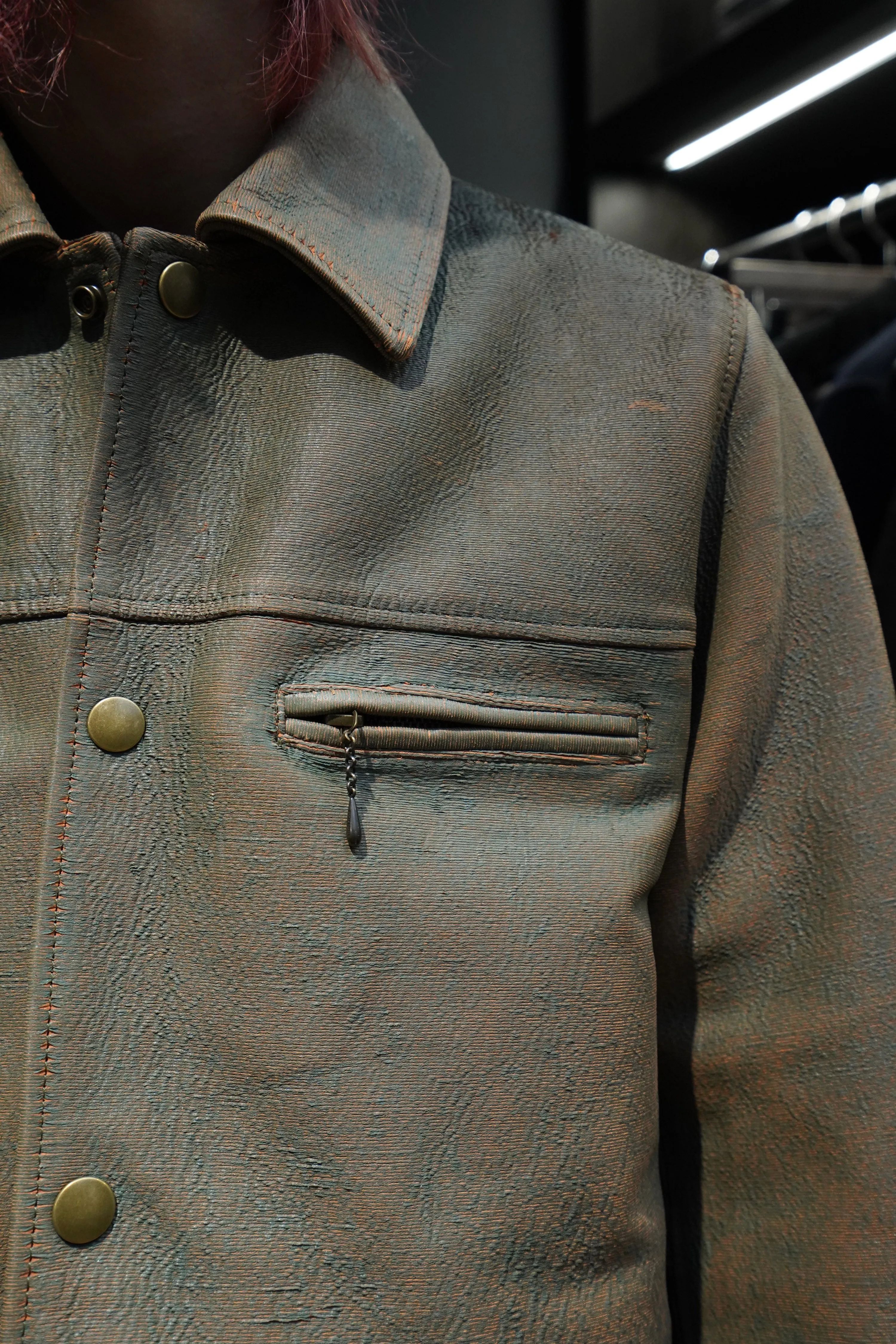 SUGARHILL GILL LEATHER CAR COAT (GREEN GILL)