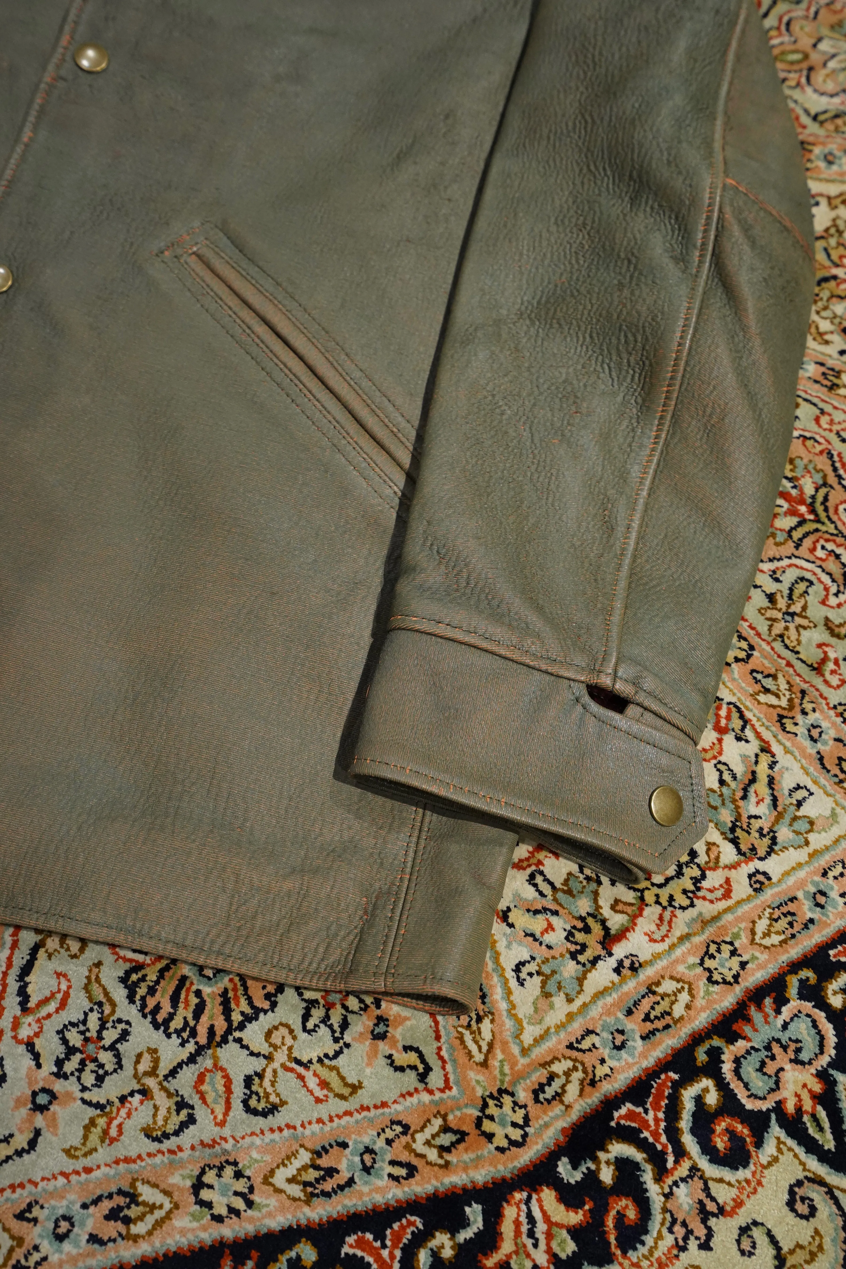 SUGARHILL GILL LEATHER CAR COAT (GREEN GILL)