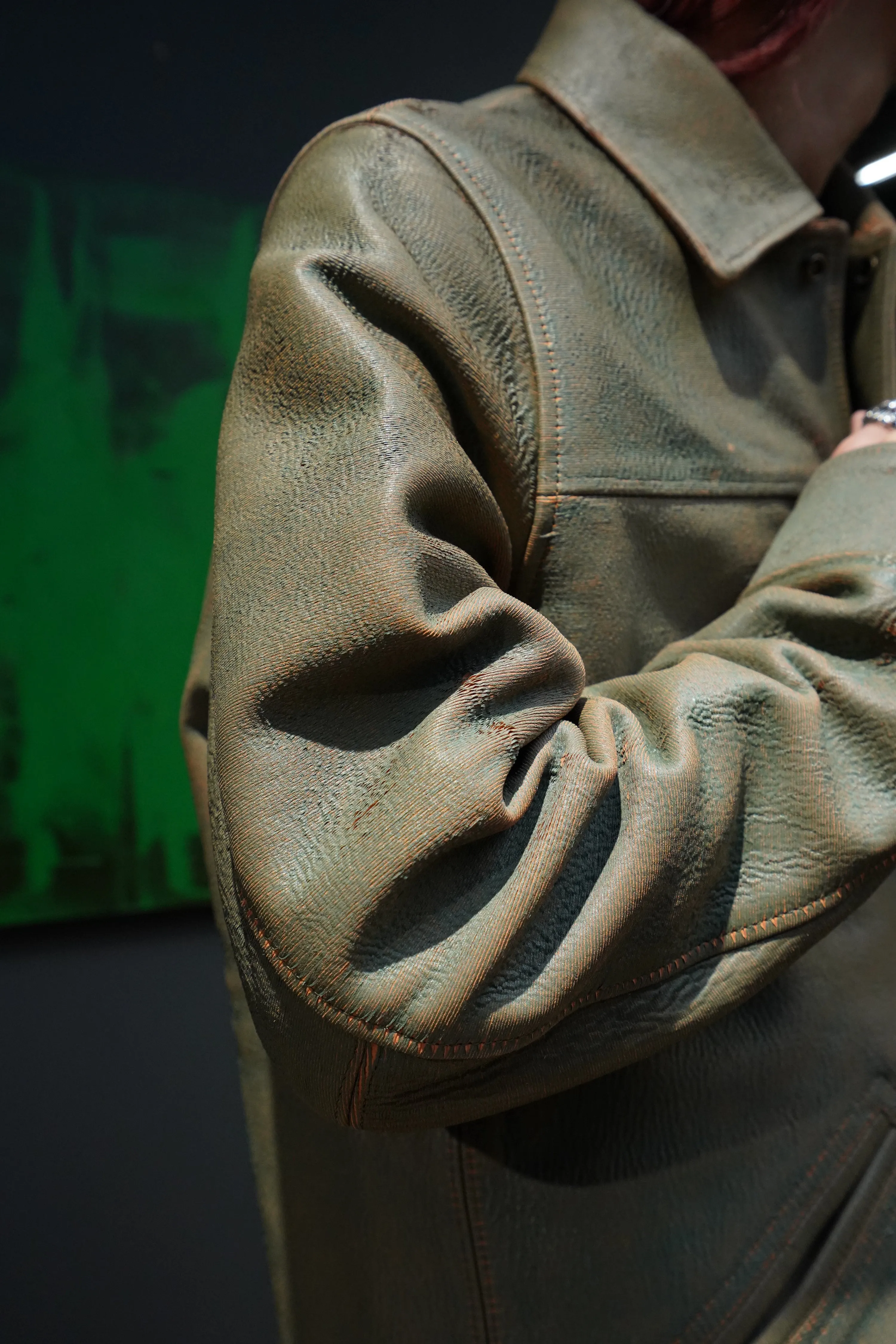 SUGARHILL GILL LEATHER CAR COAT (GREEN GILL)