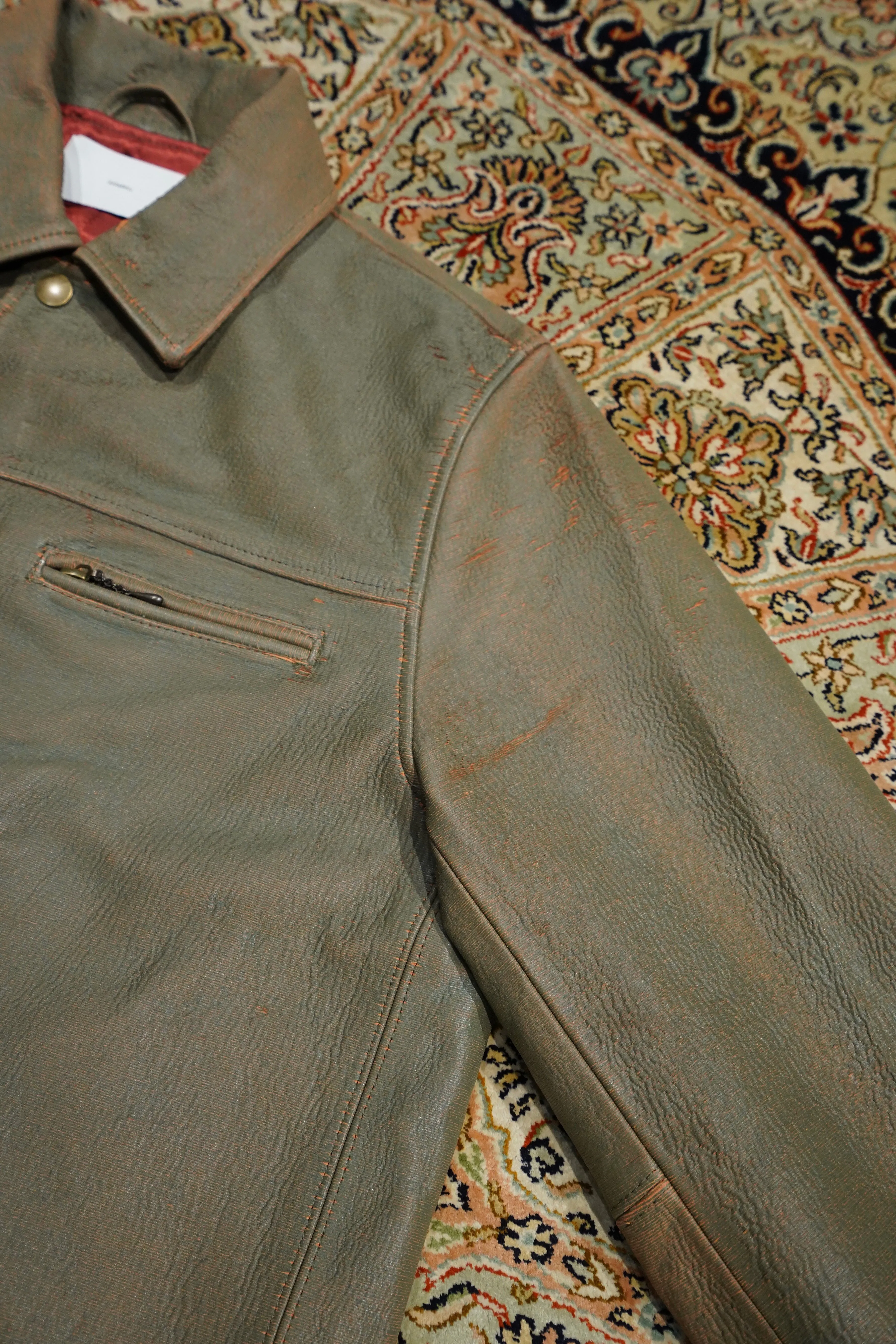 SUGARHILL GILL LEATHER CAR COAT (GREEN GILL)