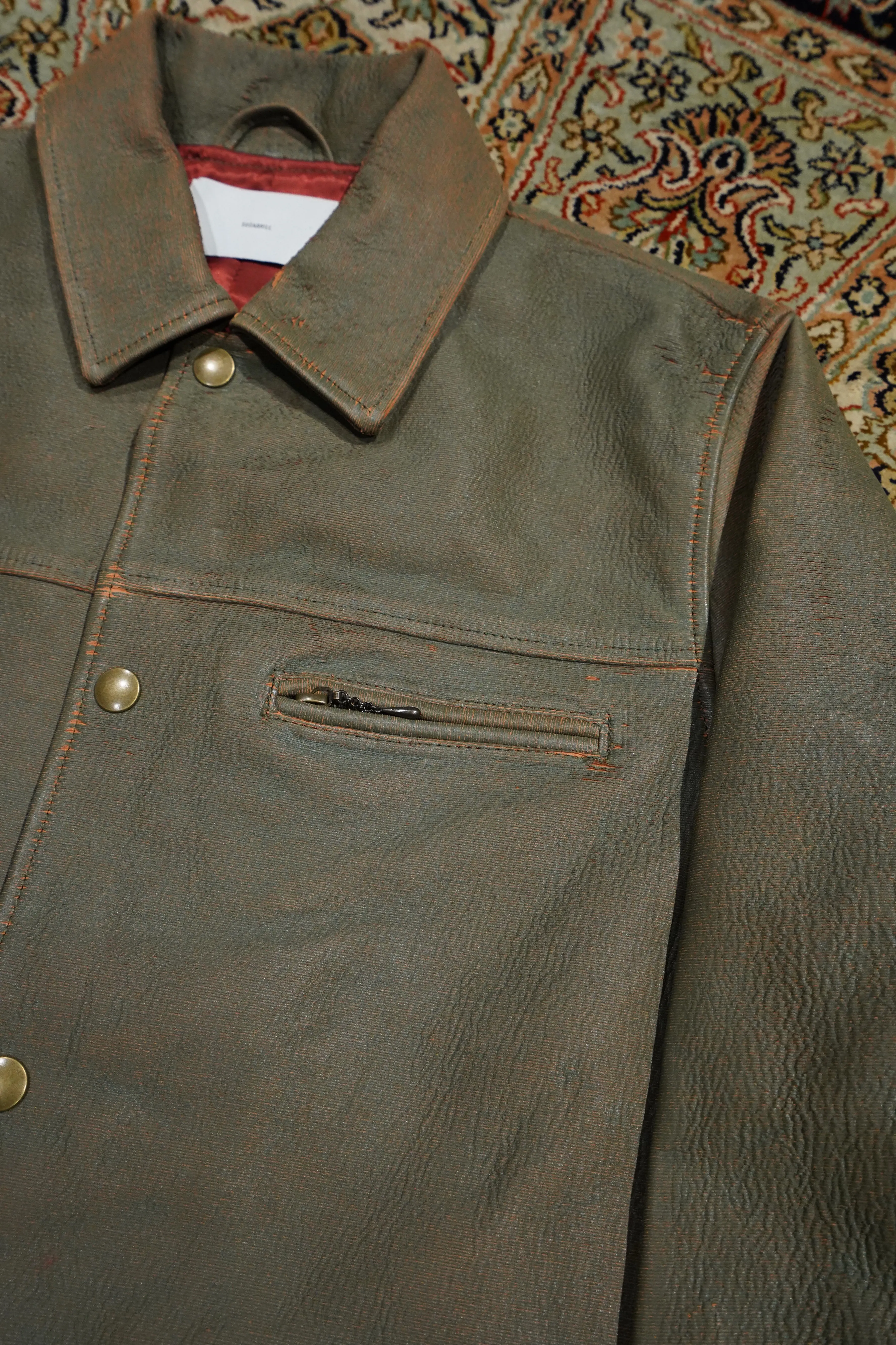 SUGARHILL GILL LEATHER CAR COAT (GREEN GILL)