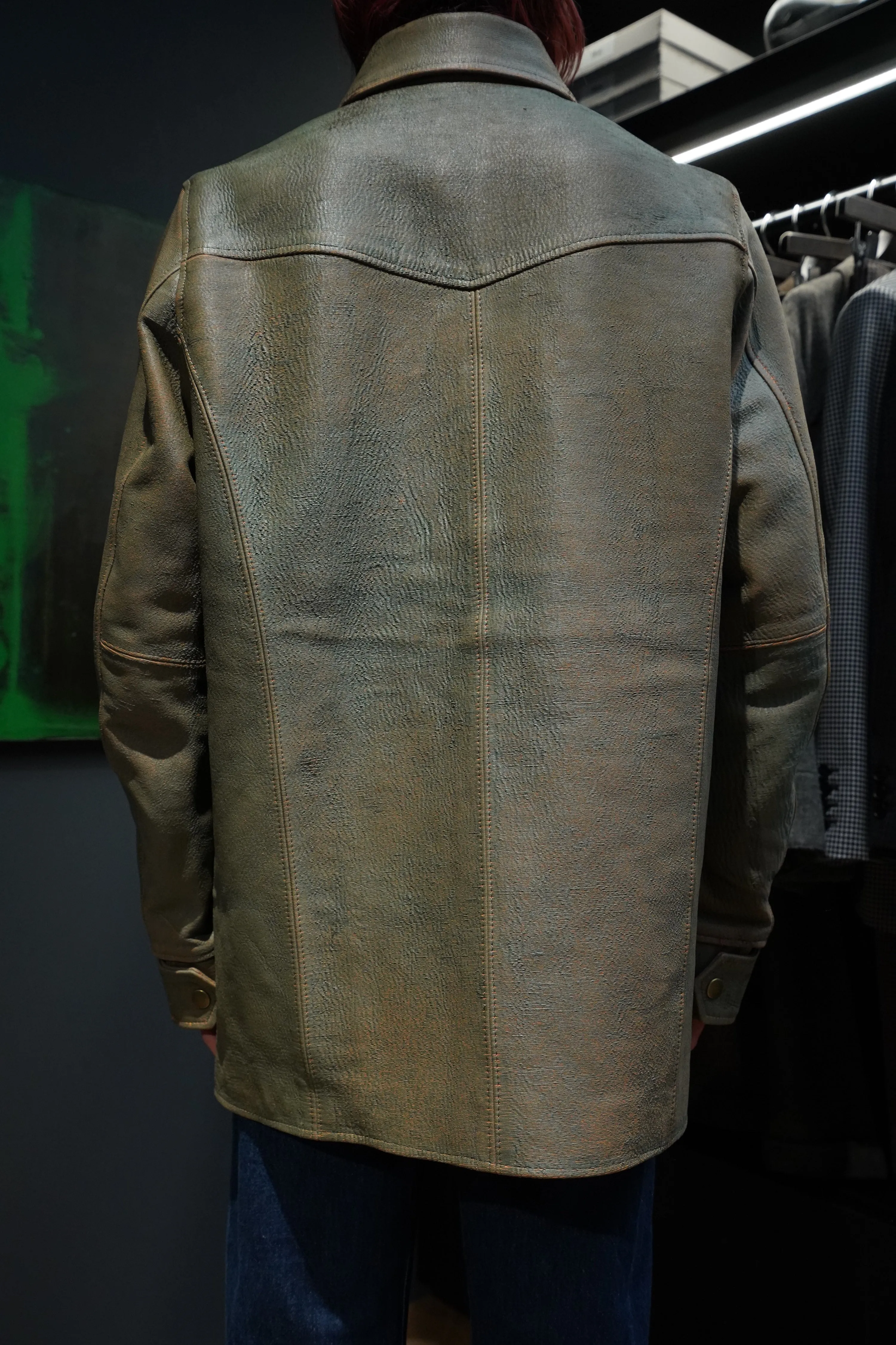 SUGARHILL GILL LEATHER CAR COAT (GREEN GILL)