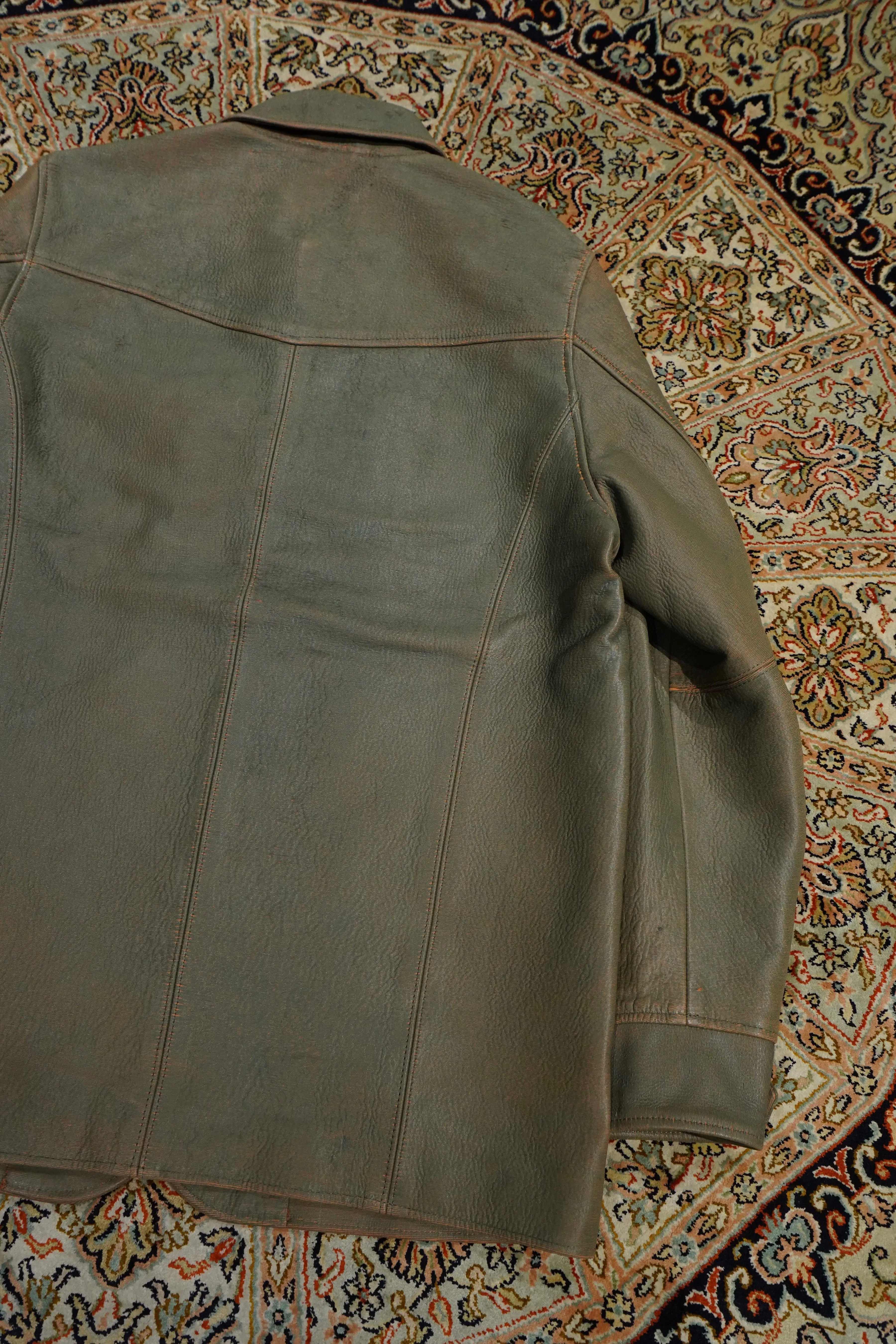 SUGARHILL GILL LEATHER CAR COAT (GREEN GILL)