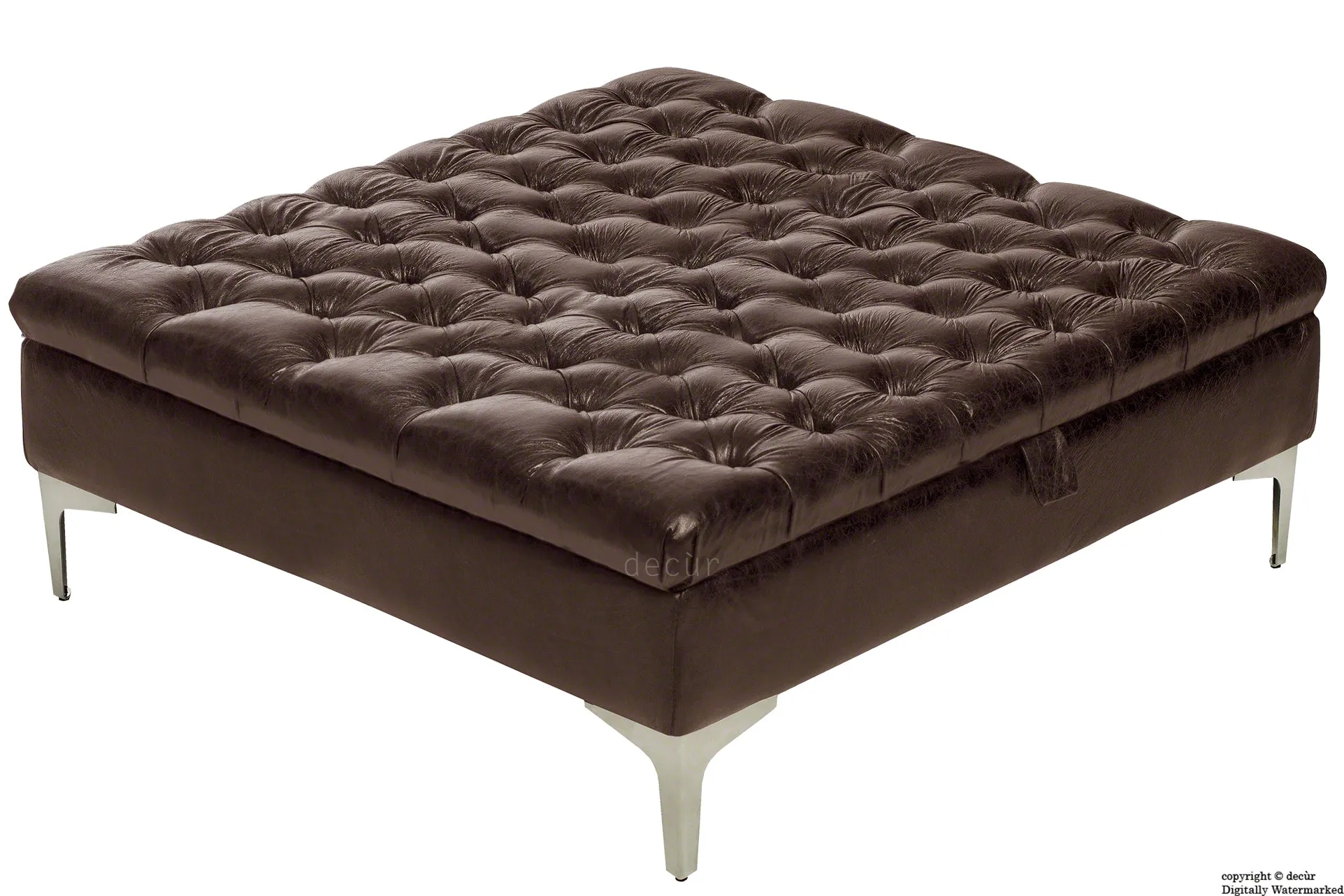 Wraith Leather Vintage Footstool Large - Dark Bitter