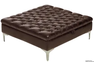 Wraith Leather Vintage Footstool Large - Dark Bitter