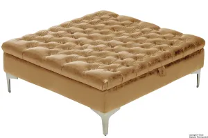 Wraith Leather Vintage Footstool Large - Pale Ale
