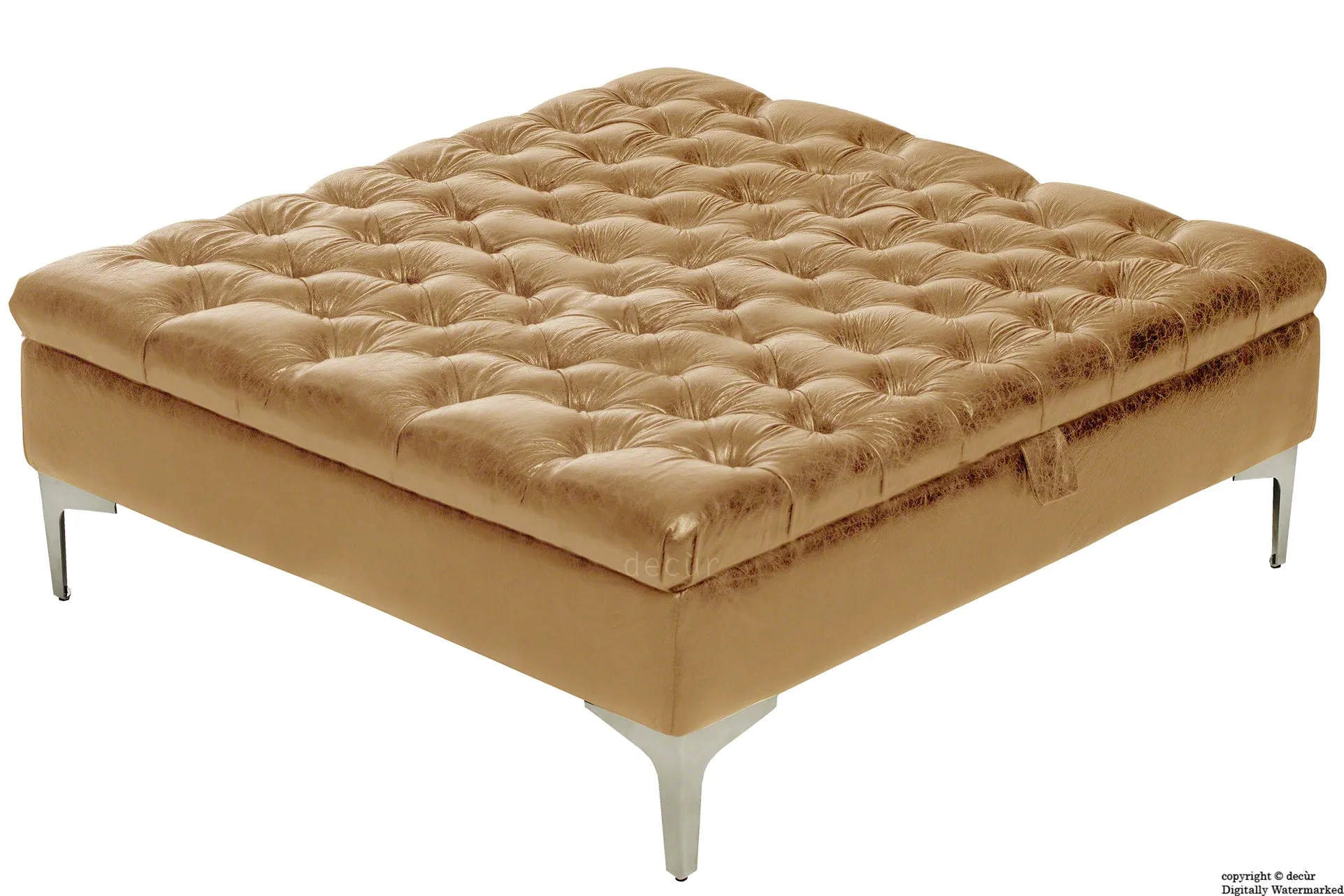 Wraith Leather Vintage Footstool Large - Pale Ale