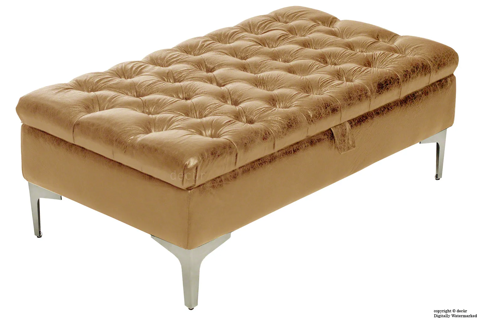 Wraith Leather Vintage Footstool - Pale Ale SALE