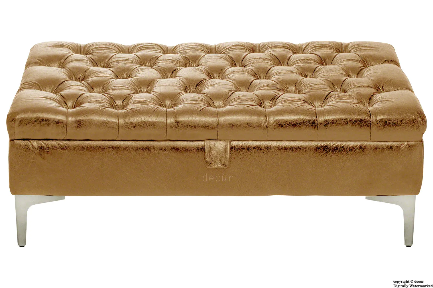 Wraith Leather Vintage Footstool - Pale Ale SALE
