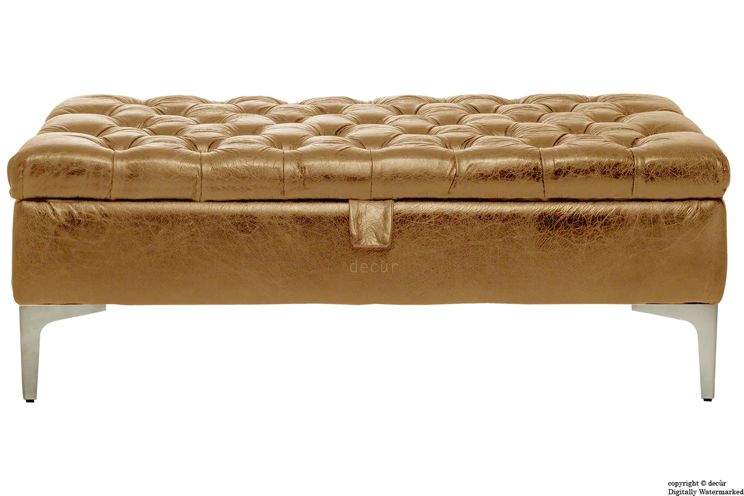 Wraith Leather Vintage Footstool - Pale Ale SALE